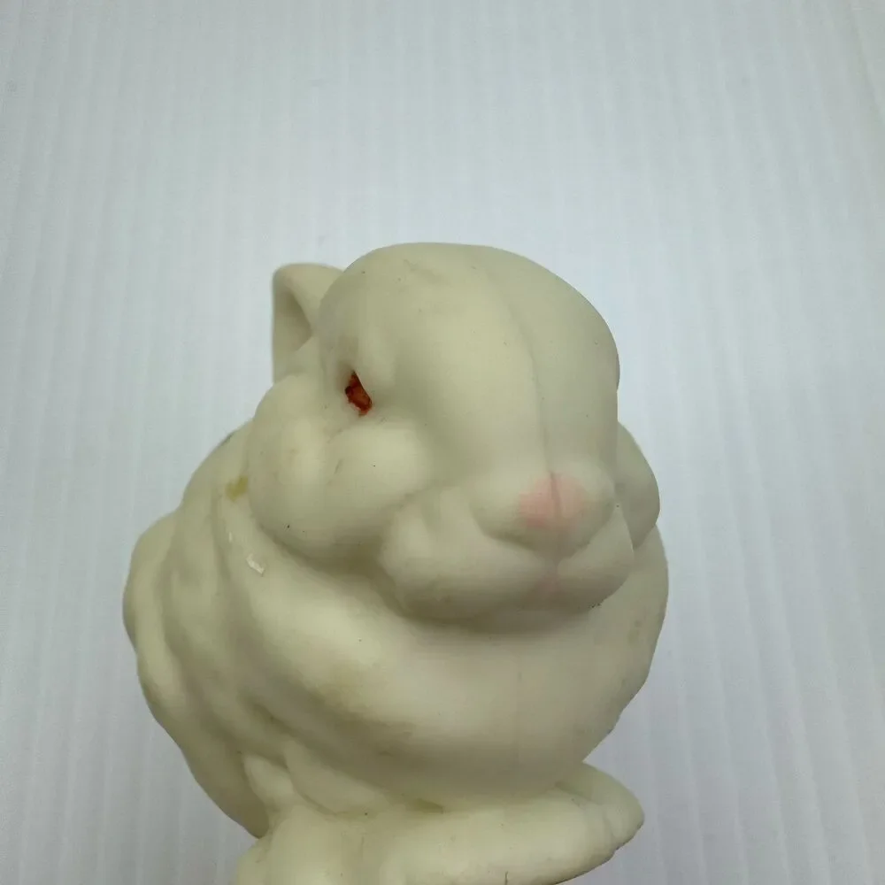 Lefton China Easter Bunny Trinket Box Pink Egg w Carrot Vintage